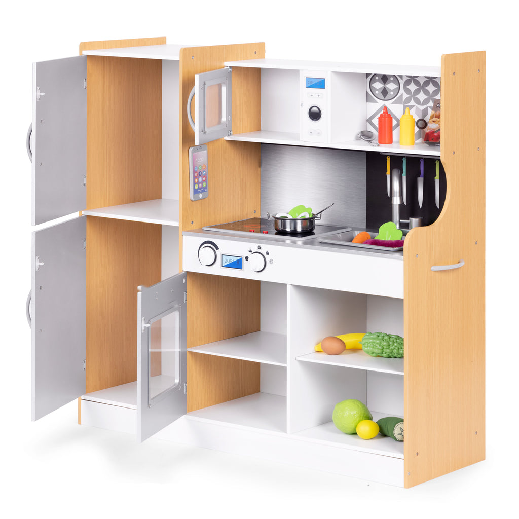 Fa játékkonyha hang és LED tábla fém kiegészítők