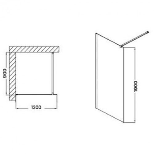 Astro 120x190 cm Walk-in zuhanyfal Easy clean bevonattal