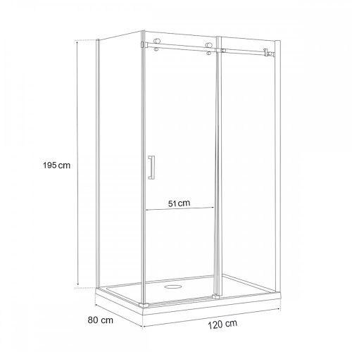 Bold-in 80x120 cm aszimmetrikus zuhanykabin zuhanytálca nélkül