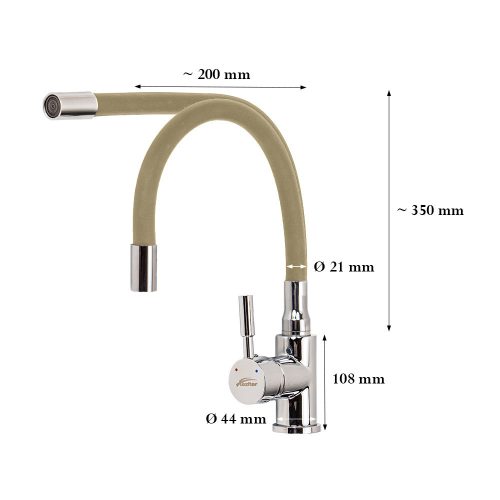 Corin álló mosogató csaptelep flexibilis kifolyócsővel, bézs