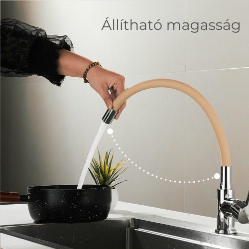 Corin álló mosogató csaptelep flexibilis kifolyócsővel, bézs