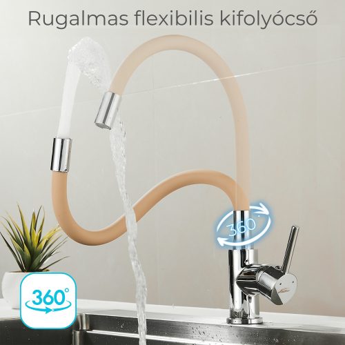 Corin álló mosogató csaptelep flexibilis kifolyócsővel, bézs