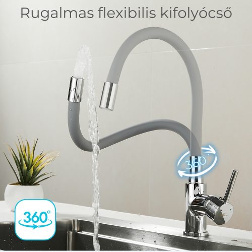 Corin álló mosogató csaptelep flexibilis kifolyócsővel – szürke