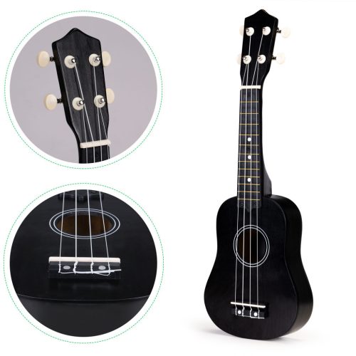 Fa Ukulele Gitár Gyerekeknek, 4 Nylon húr fekete
