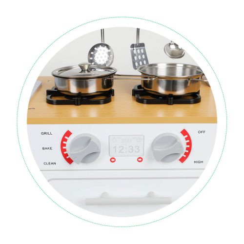 Fa gyerekkonyha fényekkel edényekkel