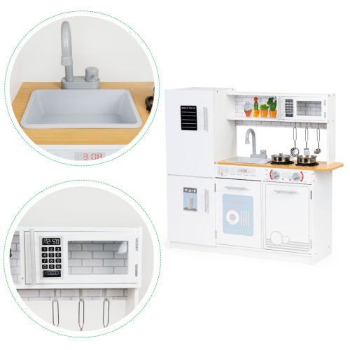 Fa gyerekkonyha fényekkel edényekkel