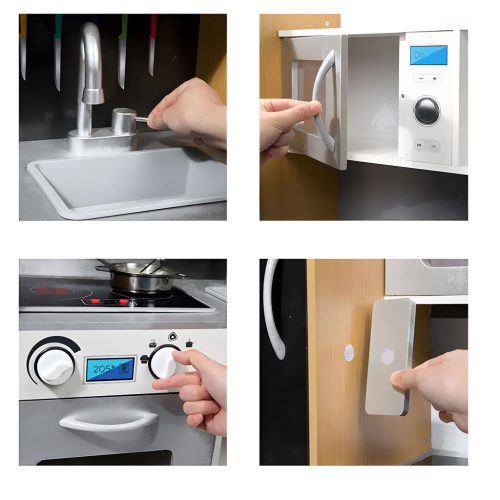 Fa játékkonyha hang és LED tábla fém kiegészítők