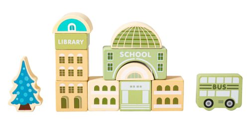 Fa oktatókockák város játszószőnyeggel