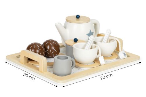 Fa teakészlet kancsóval, csészékkel 17 darab