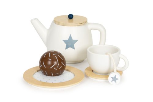 Fa teakészlet kancsóval, csészékkel 17 darab