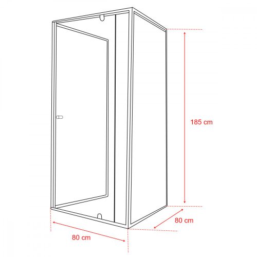 Flexi 80x80 cm falsíkra szerelhető szögletes zuhanykabin zuhanytálca nélkül