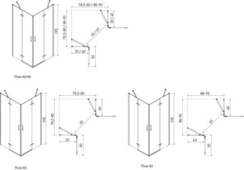Flow Chrome szögletes nyílóajtós zuhanykabin zuhanytálca nélkül