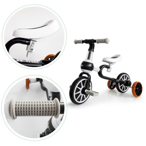 Futóbicikli 4 az 1-ben levehető pedálokkal és oldalsó kerekekkel fekete