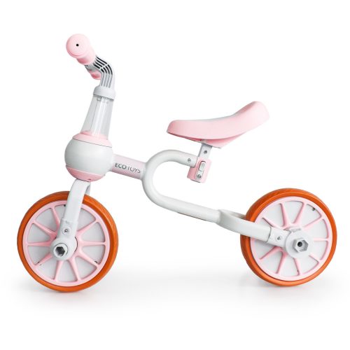 Futóbicikli 4 az 1-ben levehető pedálokkal és oldalsó kerekekkel rózsaszín