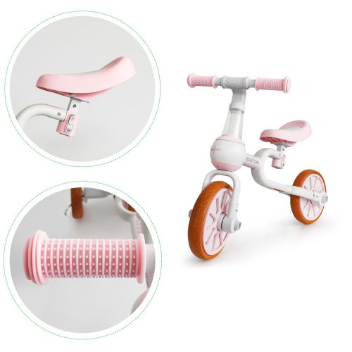 Futóbicikli 4 az 1-ben levehető pedálokkal és oldalsó kerekekkel rózsaszín