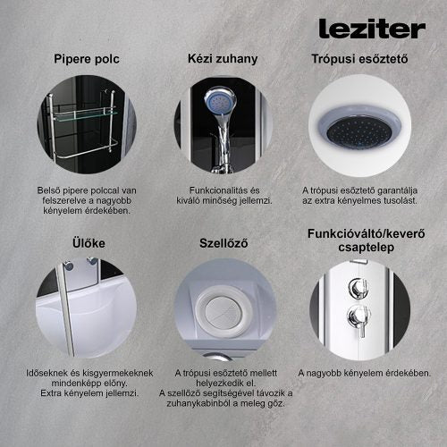 Emilia 85x135 cm hidromasszázskabinkabin elektronikával Black