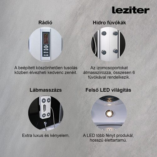 Emilia 85x135 cm hidromasszázskabinkabin elektronikával Black