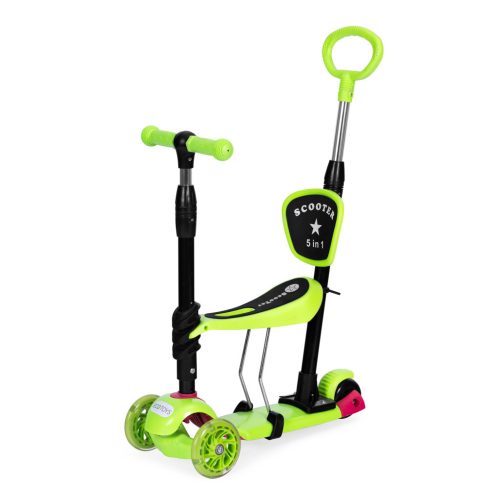 Háromkerekű roller Led kerekekkel 3 az 1-ben zöld