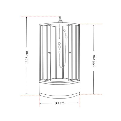 Karolino 80x80 cm Black mélytálcás zuhanykabin