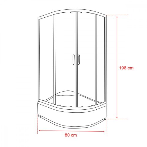 Katia 80x100 cm aszimmetrikusíves zuhanykabin zuhanytálcával