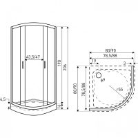 Madera 80x80x190 íves zuhanykabin tálca nélkül