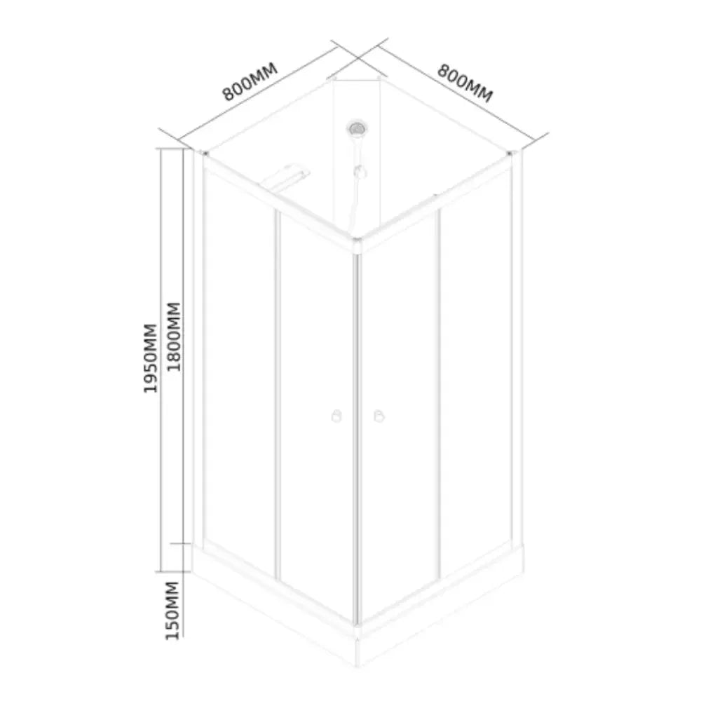 Polo White II 80x80 cm square white shower enclosure with shower tray