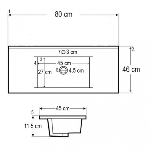Porto 80 komplett fürdőszoba bútor rauna szil színben
