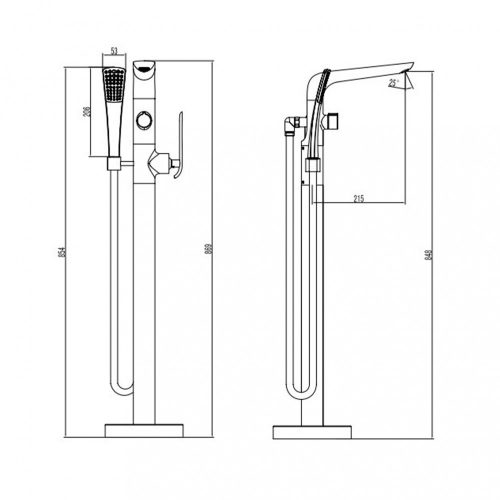 Rundo Solo térben álló kádtöltő csaptelep