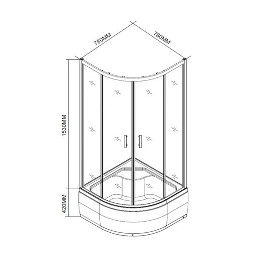 Spirit Deep 80x80 cm íves zuhanykabin zuhanytálcával
