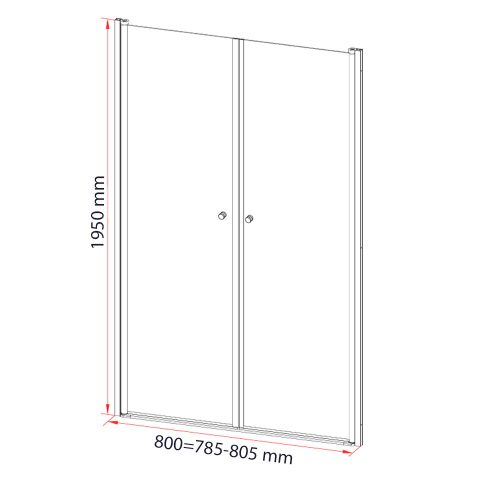 Saloon 80x195 cm kétszárnyú zuhanyajtó