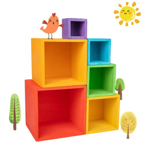 Szivárvány dobozos Montessori fajáték