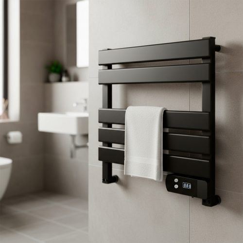 Elektromos törölközőszárító radiátor 150W fekete