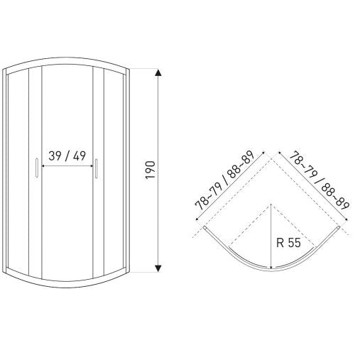 Tiara Gold 80x80 cm íves zuhanykabin zuhanytálca nélkül