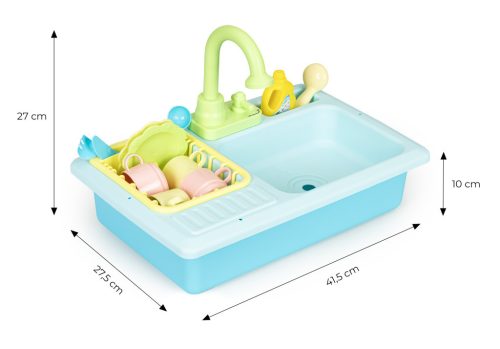 Vízzel töltött csaptelepes konyhai mosogató 12 kiegészítő gyerekjáték