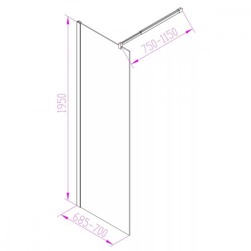 Walker 70x195 cm Walk in zuhanyfal