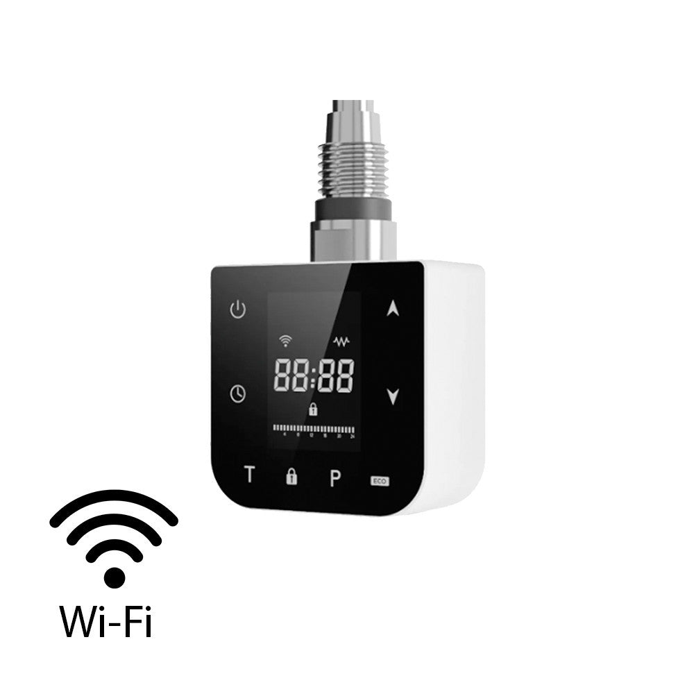 Wifi-s fűtőpatron törölközőszárító radiátorhoz digitális hőszabályozóval 600W fehér