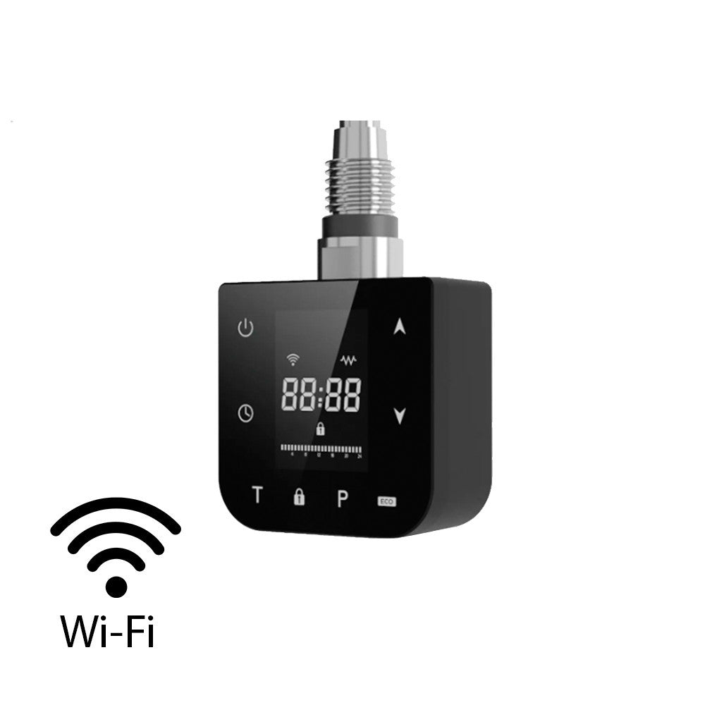 Wifi-s fűtőpatron törölközőszárító radiátorhoz digitális hőszabályozóval 600W fekete