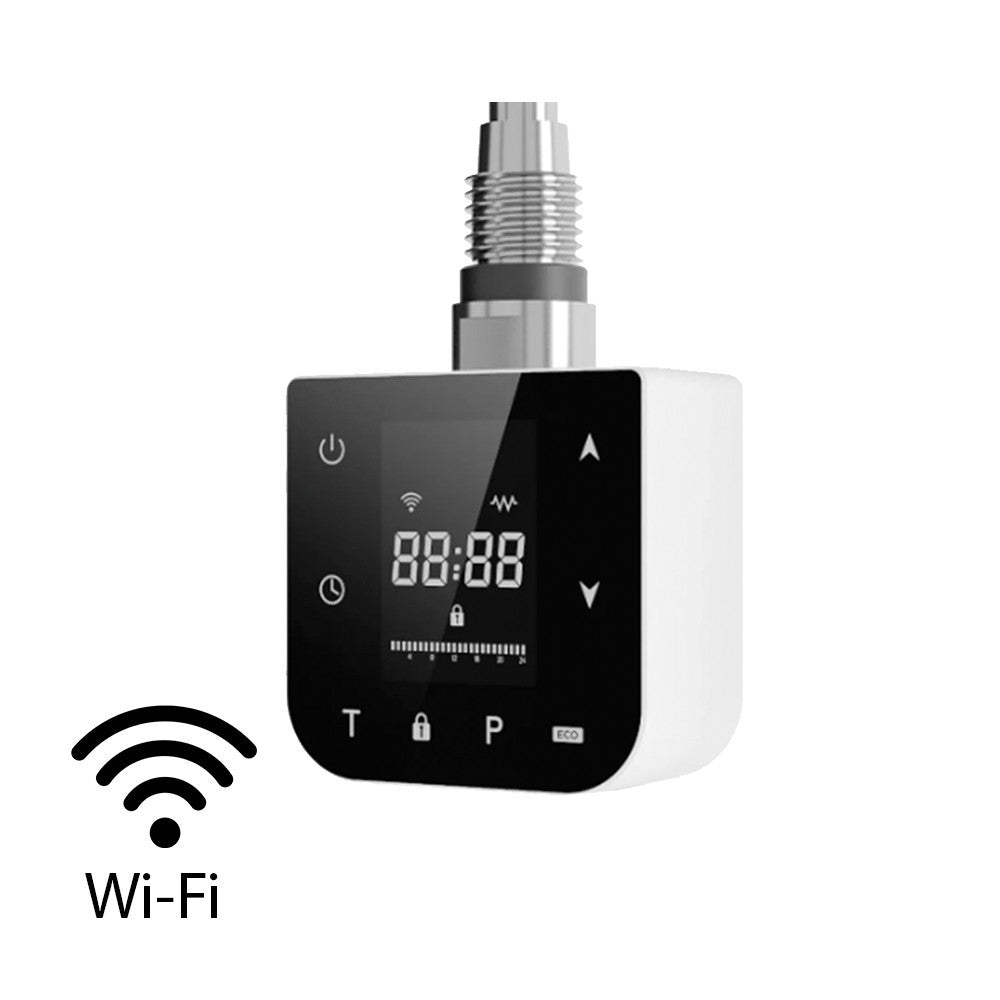 Wifi-s fűtőpatron törölközőszárító radiátorhoz digitális hőszabályozóval 800W fehér