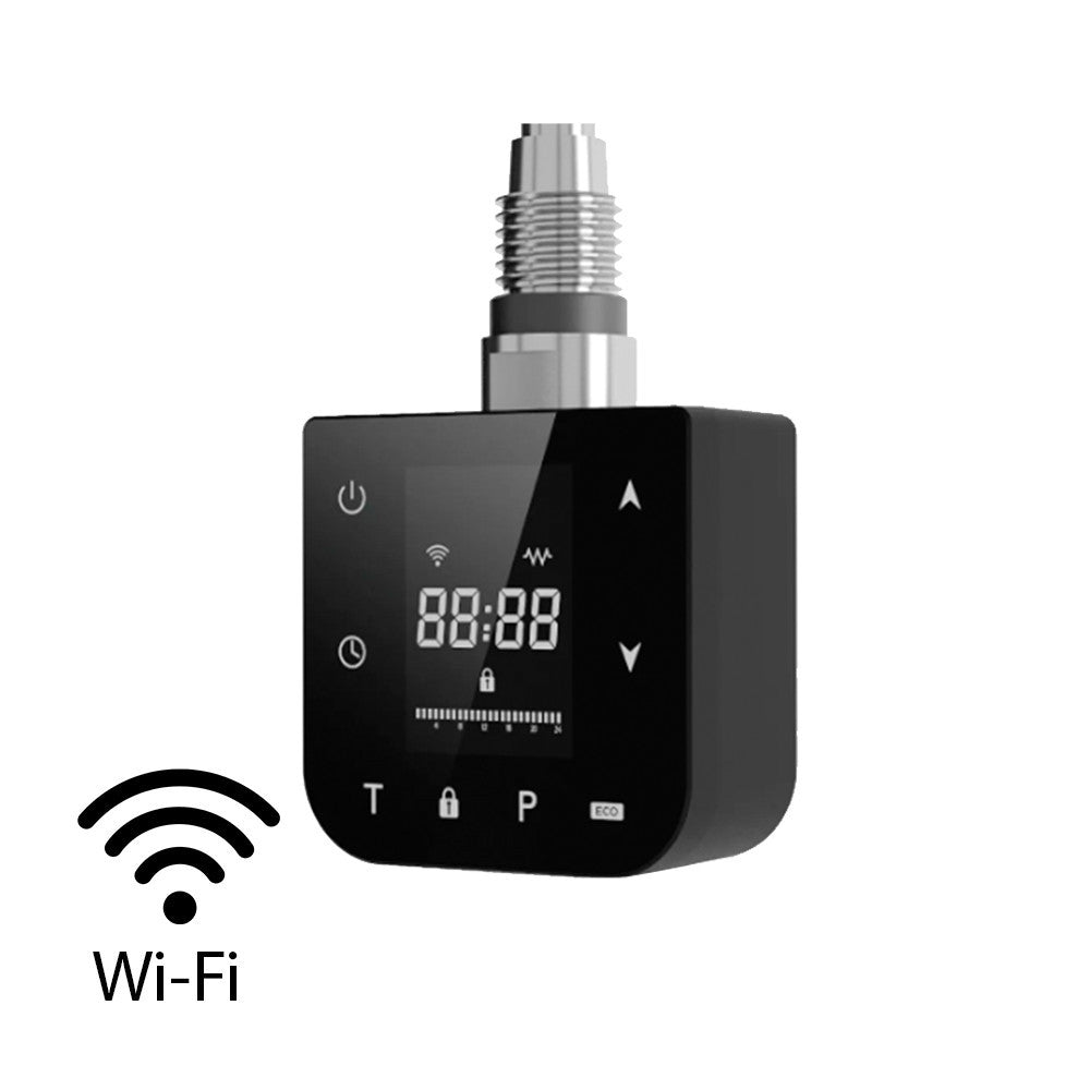Wifi-s fűtőpatron törölközőszárító radiátorhoz digitális hőközponttal 800W fekete