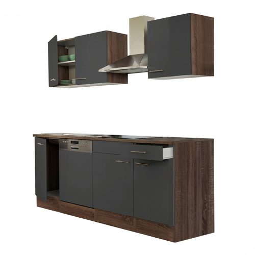 Yorki 220 konyhabútor yorki tölgy korpusz,selyemfényű antracit fronttal