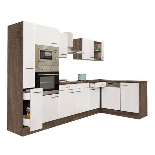 Yorki 310 sarok konyhabútor sötét és mikrohullámú sütős kivitelben