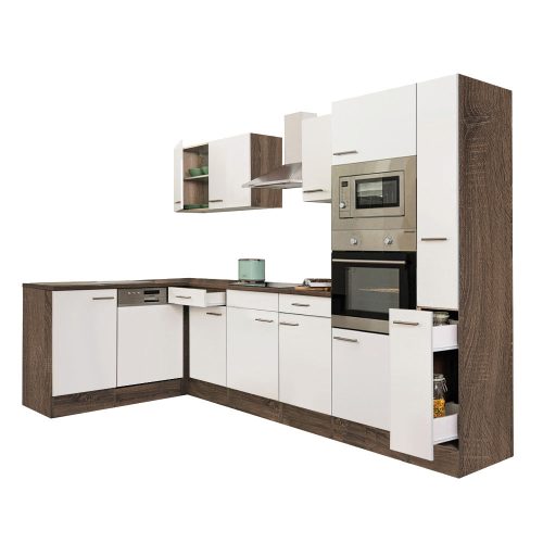 Yorki 310 sarok konyhabútor sötét és mikrohullámú sütős kivitelben