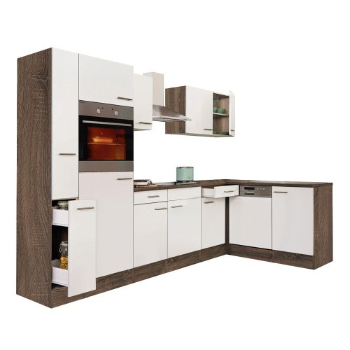 Yorki 310 sarok konyhabútor sötét és mikrohullámú sütős kivitelben