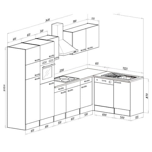 Yorki 340 sarok konyhabútor felülfagyasztós hűtős kivitelben