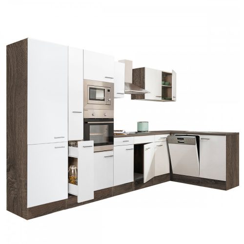 Yorki 370 sarok konyhabútor sötét és mikrohullámú sütős kivitelben