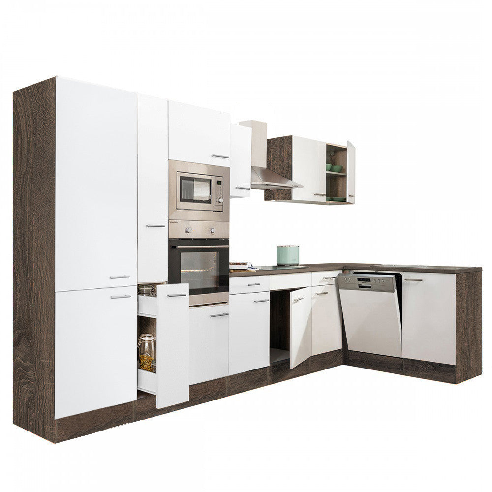 Yorki 370 sarok konyhabútor sötét és mikrohullámú sütős kivitelben