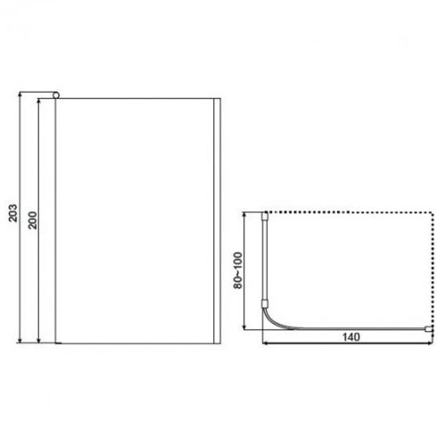 Zeta 140x200 cm Walk-In zuhanykabin