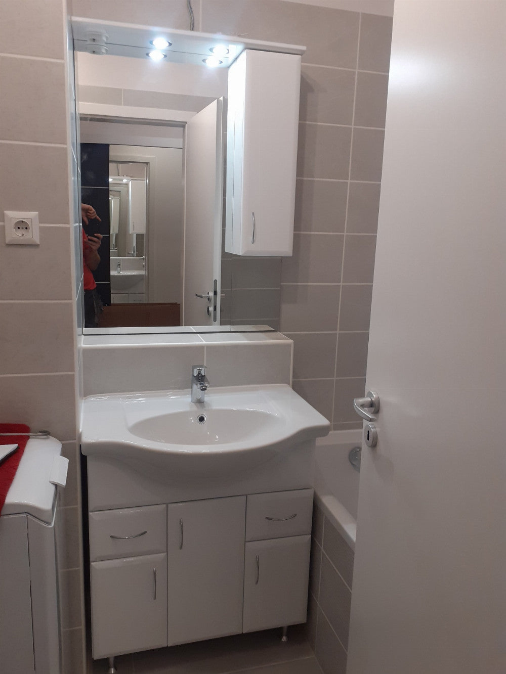 Bianca Plus 75 komplett fürdőszobabútor, sonoma tölgy színben, jobbos nyitási irány