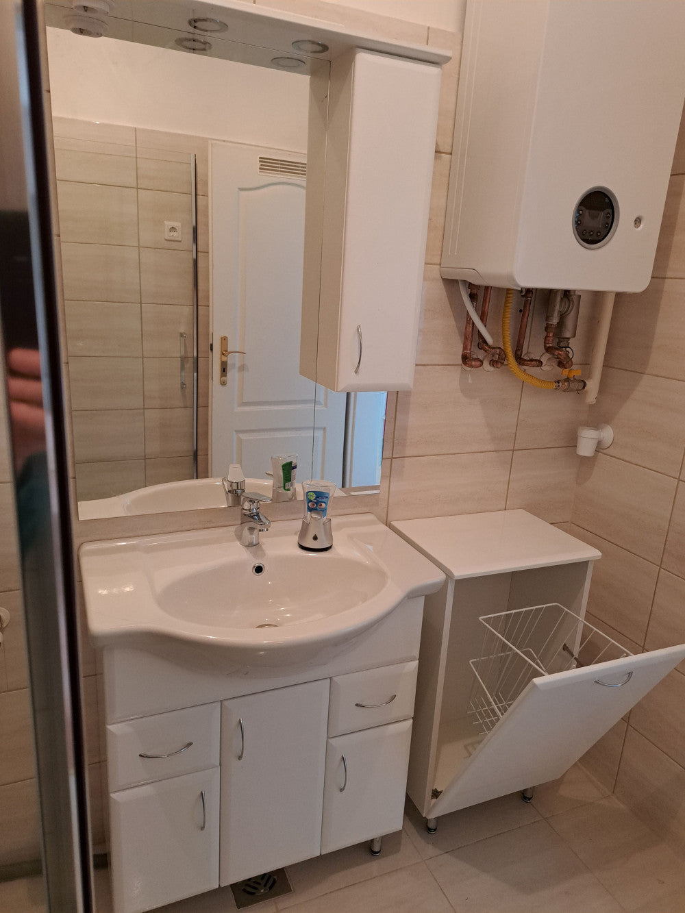 Bianca Plus 75 komplett fürdőszobabútor, sonoma tölgy színben, jobbos nyitási irány