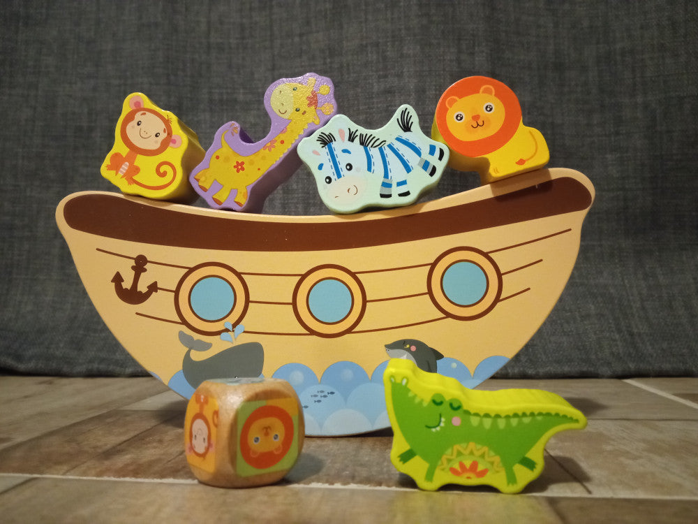 Egyensúlyozó fejlesztő fajáték, bárka állatokkal